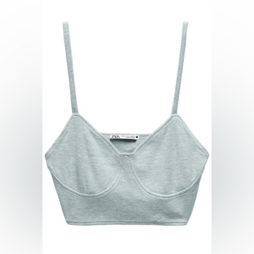 ZARA CROPPED TOP SEA GREEN CROPPED BRA TOP NEW Large